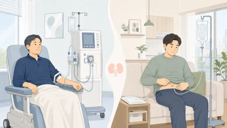 의료기관에서 혈액투석을 받는 환자와 집에서 복막투석을 관리하는 환자